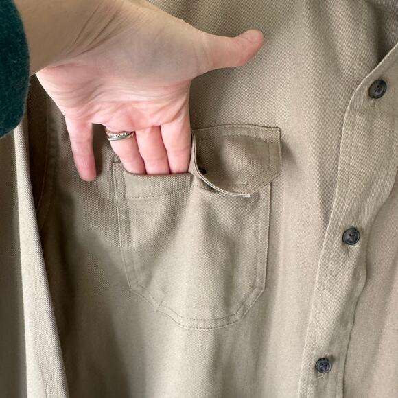 Wrangler Men’s M Comfort Flex Utility Shirt Tan Stretch Cotton Workwear Western - Picture 7 of 11